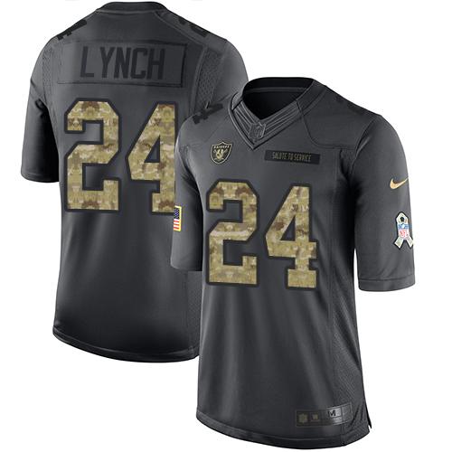 Nike Raiders #24 Marshawn Lynch Black Men's Stitched NFL Limited 2016 Salute To Service Jersey